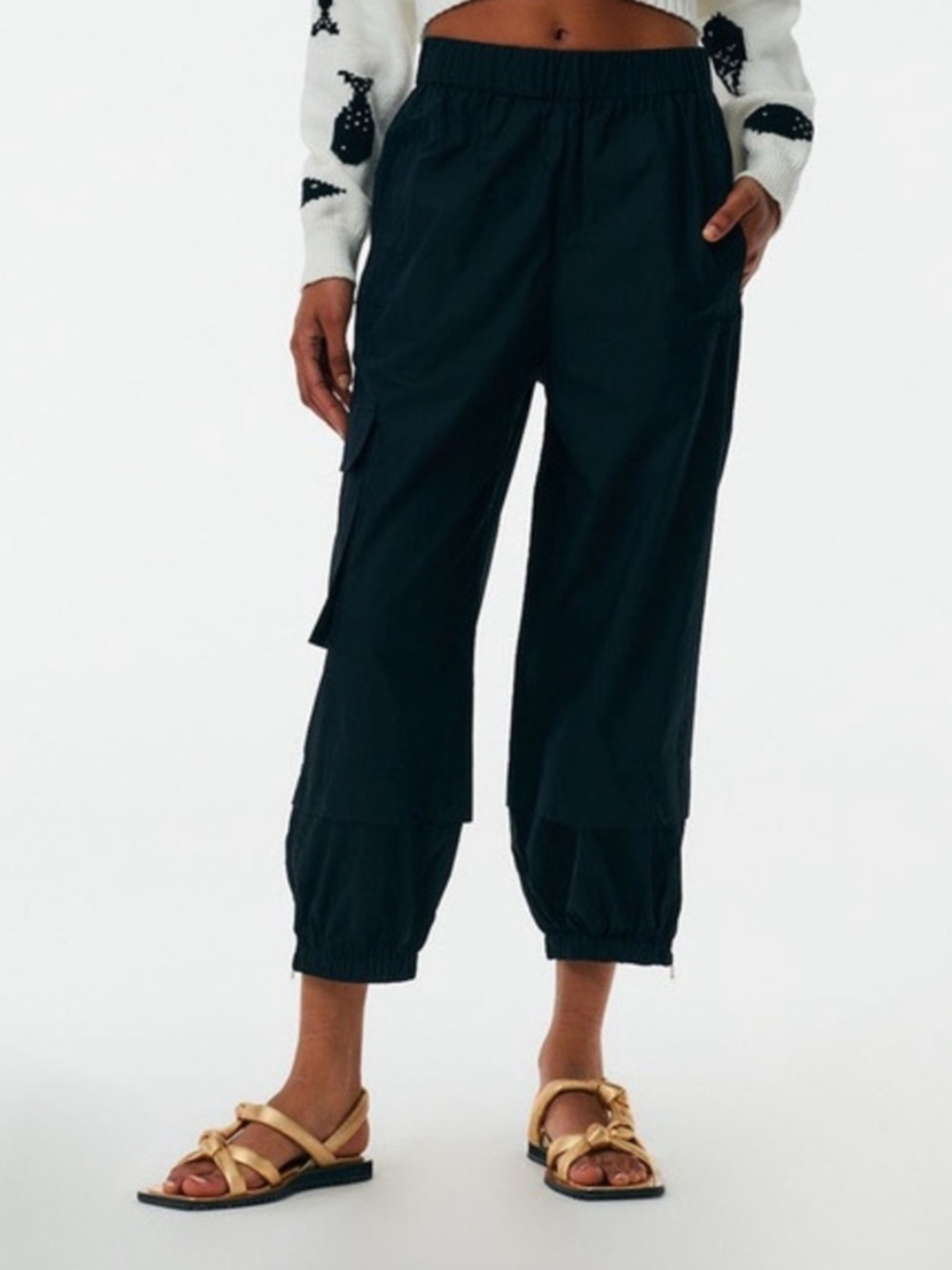 Tibi Womens Cargo Pants Black Pull On Size XS